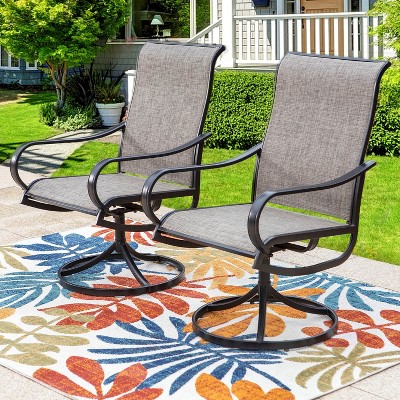Captiva Designs Outdoor Dining Breathable Quick-dry Sling Steel Chairs with 360 Degree Swivel
