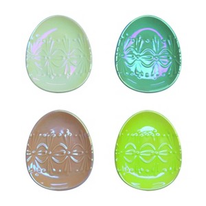 Transpac Ceramic Iridescent Easter Egg Tidbit Plate Set of 4 Easter Home Decorations - 1 of 1