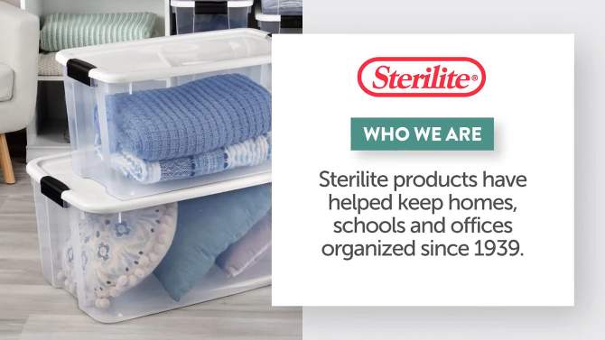 Sterilite 25 Quart Capacity Clear Storage Tote w/ Secure Latch Handles, 2 of 6, play video