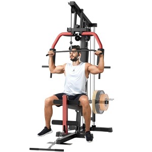 Home Gym Equipment, Full Body Workout Station with Pulley System, Exercise Equipment with Chest Press & Leg Extension Fits 1" & 2" Weight Plates - 1 of 4