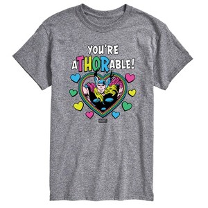 Men's - Marvel - Thor Valentine You're Athorable Short Sleeve Graphic T-Shirt - 1 of 4