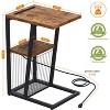 Heybly Side Table Set of 2, C Shaped Nightstand End Sofa Table with Charging Station - 3 of 3