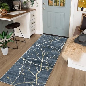 Washable Area Rug with Modern Abstract Branch Print for Bedroom, Non-Slip Backing, Soft Low-Pile Floor Carpet for Living Room, Kitchen - 1 of 4