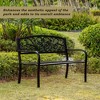 Gardenised Black Patio Garden Park Yard 50" Outdoor Steel Bench Powder Coated with Cast Iron Back - 3 of 4