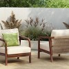Solid Wood Outdoor Patio Lounge Chair,Curved Armrest Garden Lounge Chair,Comfy Woven Backrest Poolside Chair with Cushions-Coolbibila - 3 of 4