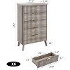 47.2" Tall Fluted Dresser, 5 Deep Drawers, Faux Marble Top, Curved Profile, Modern Chest for Bedroom/Living/Kids - 2 of 4