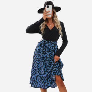 Women's Leopard Print Belted A-Line Midi Dress - Cupshe - 1 of 4