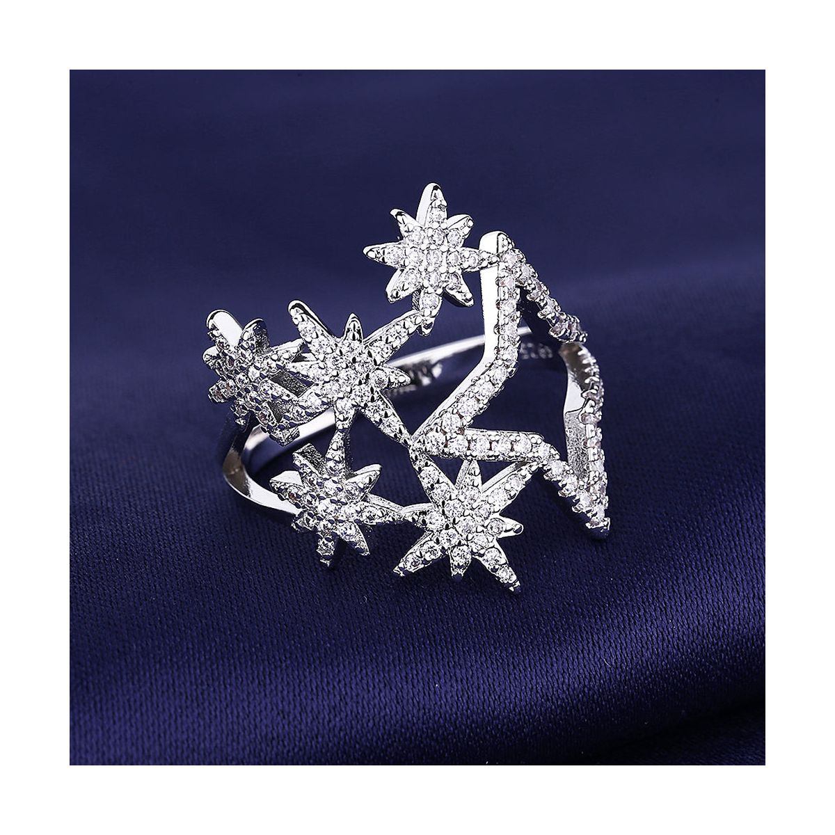 Sterling Silver Star Ring with Crystals - thumbnail 2