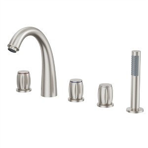 CASAINC 3-Handle Deck Mount Roman Tub Faucet with Hand Shower in Brushed Nickel - 1 of 1