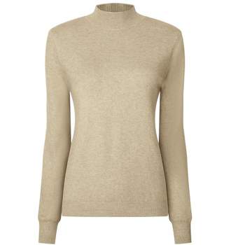 Hobemty Women's Mock Neck Blouse Ribbed Long Sleeve Basic Knitted Sweater