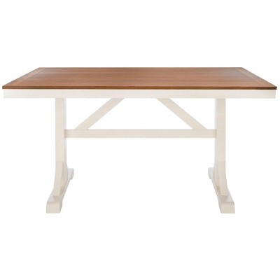 Akash Rectangle Dining Table - White/Natural - Safavieh
