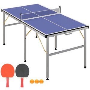 6x3FT Professional Indoor/Outdoor Ping Pong Table - All-Weather Foldable w/ Net, 2 Paddles & 3 Balls for Adults/Teens - 1 of 4