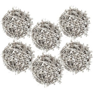 Gulches Series Silver Shatterproof Natural Iced Leaf Twig Ball Christmas Ornament - 1 of 4