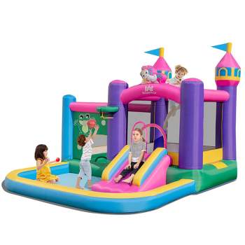 Costway 6-in-1 Kids Inflatable Bounce House with Slide Jumping Area Ball Pit Pools Castle
