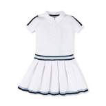 Hope & Henry Girls' Organic Cotton Short Sleeve Zipper Polo Sweater Dress, Kids