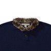 Hope & Henry Girls' Sweater Cape with Faux Fur (Navy, Small) - 2 of 4