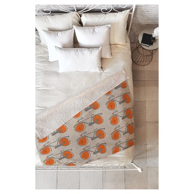 Orange Geometric Mummysam Bicycles Sherpa Throw Blanket (50"X60") - Deny Designs