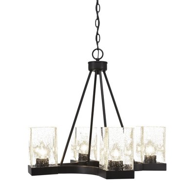 Toltec Lighting Nouvelle 4 - Light Chandelier in  Espresso with 4" Square Clear Bubble Shade
