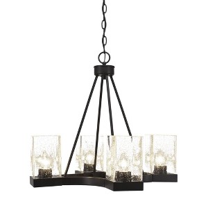 Toltec Lighting Nouvelle 4 - Light Chandelier in  Espresso with 4" Square Clear Bubble Shade - 1 of 1