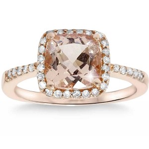 Pompeii3 2 5/8ct Cushion Morganite Vintage Halo Engagement Ring 14K Rose Gold - 1 of 4