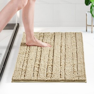 Deconovo Striped Chenille Non Slip Bath Mat Soft Absorbent - 1 of 4