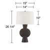 360 Lighting Louise 26 1/2" Tall Gourd Modern Table Lamp Matte Brown Single White Shade Living Room Bedroom Bedside Nightstand House Office Home - 4 of 4