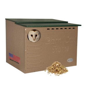 JCs Wildlife Poly Barn Owl Nesting Box Large House Crafted in USA - Made with Recycled Poly Lumber - Mounting Hardware and Pine Shavings Included - - 1 of 4