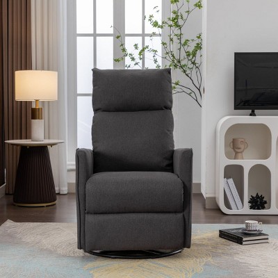 Swivel Manual Recliner Chair For Adults,Polyester Upholstered Nursery Glider Recliner High Back Reclining Single Sofa Chair-Cuddlewood