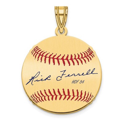 Black Bow Jewelry 14K Gold Plated Rick Ferrell Signature SM Enamel Baseball Pendant