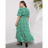 LXT-Women's Plus Size Floral Summer Dress A Line Ruffle Belted Dress - 3 of 3