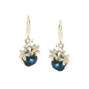 SOHI Women's Green  Embellished Flower Drop Earrings - 1 of 3