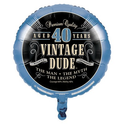 Vintage Dude 40th Birthday Mylar Balloon
