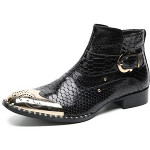 Santimon Men's Western Chelsea Boots Genuine Leather Dress Ankle Boots Black - 1 of 4