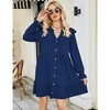 Women’s Fall Dress Casual Ruffle Tiered Long Sleeve Babydoll Mini Dresses Short Swing Skater Dress - 3 of 4