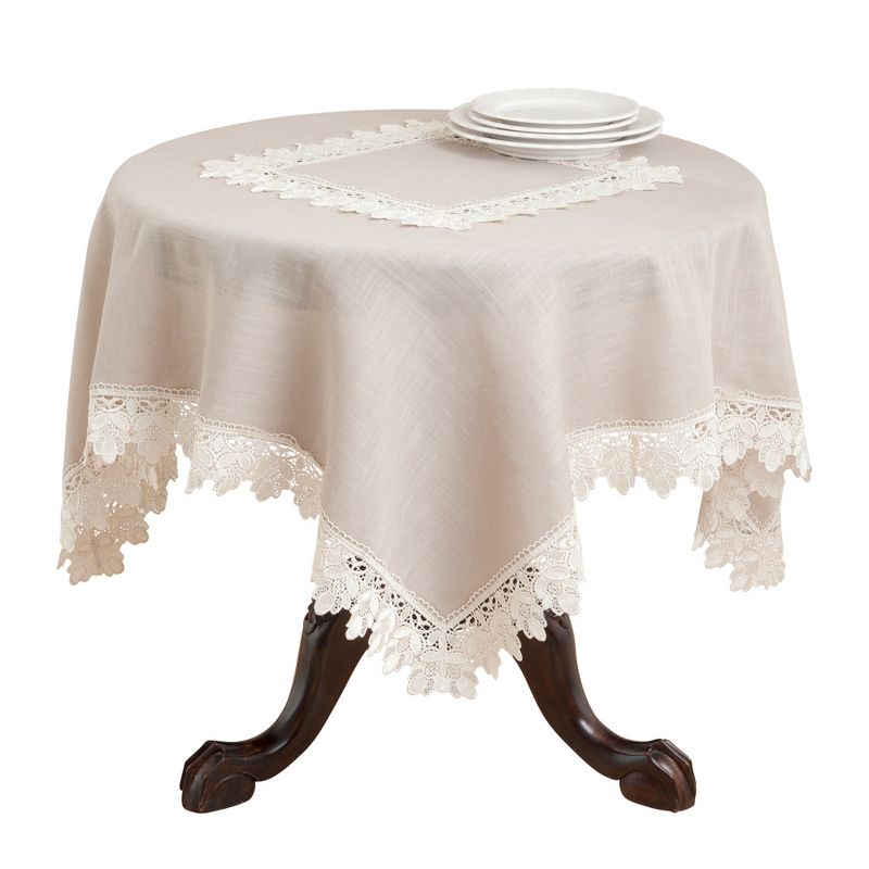 Saro Lifestyle Lace Trimmed Table Topper, 1 of 5
