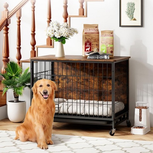 Whizmax Dog Crate Furniture, Wooden Dog Kennel with Removable Tray, Heavy-Duty Dog Cage End Side Table, Indoor Dog House for Large Dogs - image 1 of 4