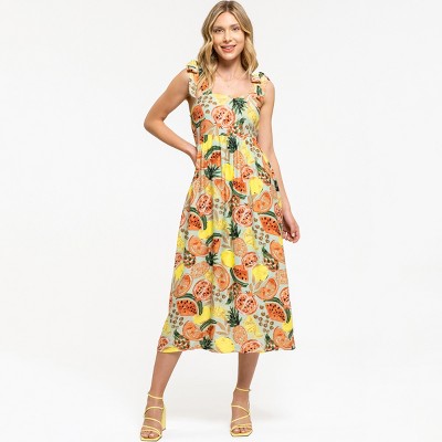 August Sky Women's Fruit Print Midi Dress : Target