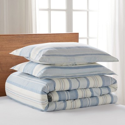 Full/Queen Blue and Taupe Cotton Nautical Bedspread Cover Set