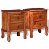 vidaXL 2X Acacia Wood Nightstands-Brown Vintage Bedside Tables w/Drawers, Handmade Bedroom Furniture, Solid Wood End Tables - 3 of 4