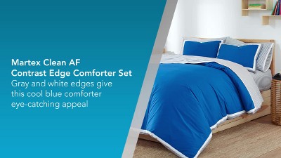 Blue Cotton Down Alternative Reversible Comforter Set, Full