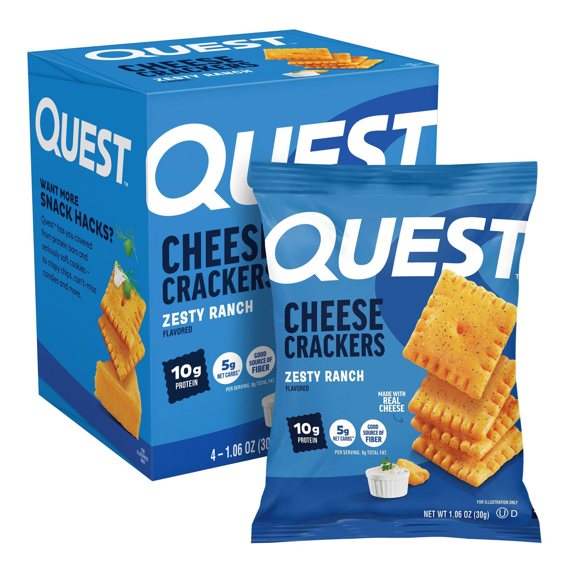 Quest Nutrition Zesty Ranch Cheese Crackers Snack Bars - 10g Protein - 4.23oz/4pk