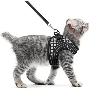 rabbitgoo Cat Harness and Leash, for Cats, Harness with Reflective Strips, Black Plaid, Medium - 1 of 1