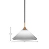 Toltec Lighting Paramount 1 - Light Pendant in  Matte Black/Brass with 16" White Muslin Shade - 2 of 2