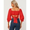 Allegra K Women's Summer Sweetheart Neckline Back Tie Knot Crop Top - 4 of 4