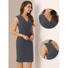 INSPIRE CHIC Women's Sleeveless V Neck Business Office Belt Pencil Dresses - 2 of 4