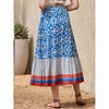INSPIRE CHIC Women's Boho High Waist Vacation Color Block A-Line Maxi Skirts - 3 of 4