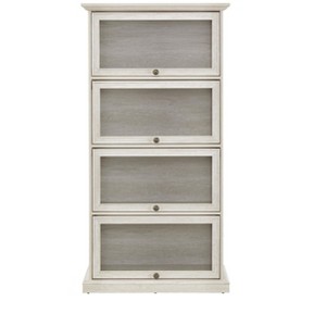Gulches 4-Tier White Glass Display Cabinet, Curio Cabinet with Flip-Up Glass Doors, Collectors Showcase & Bookcase for Living Room - 1 of 4