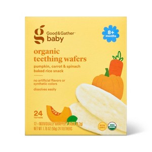 Organic Pumpkin Carrot and Spinach Teething Wafers Baby Snacks - 1.76oz/12pk - Good & Gather™ - 1 of 4
