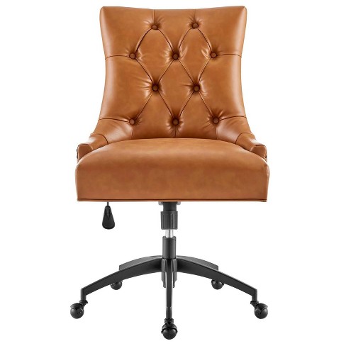 Regent Tufted Vegan Leather Office Chair Black Tan Modway