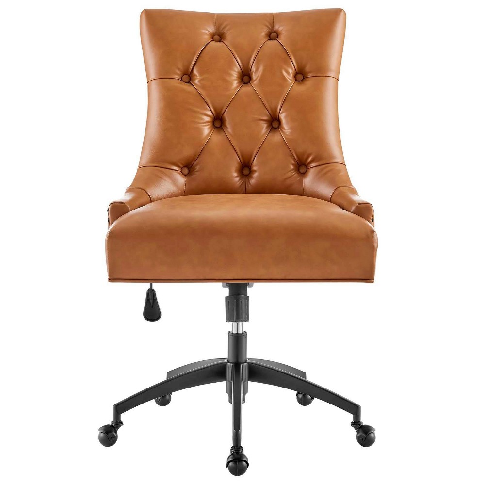 Photos - Computer Chair Modway Regent Tufted Vegan Leather Office Chair Black Tan 